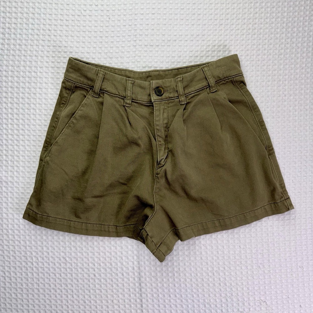 Free People Chino High Rise Shorts Army Green Pleated Front Billie Women's 2
